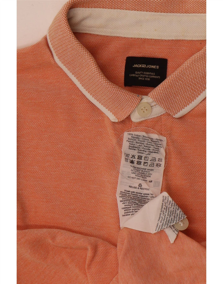 Męska koszulka polo Jack & Jones, mała, pomarańczowa, bawełniana
