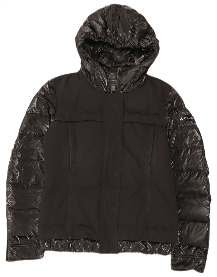 Damska ocieplana kurtka z kapturem PEUTEREY IT 42, średni czarny poliamid