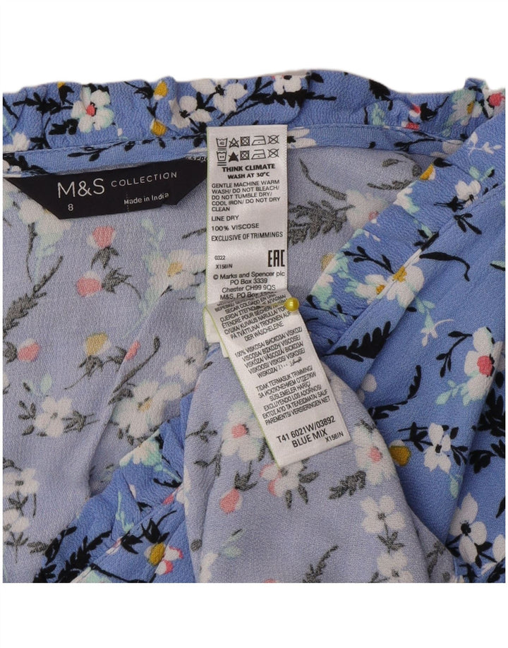 Damska bluzka koszulowa oversize Marks & Spencer UK 8, mała niebieska w kwiaty