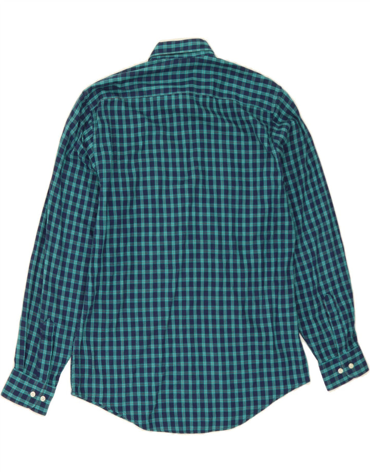 BALLOON Mens Flannel Shirt Size 39 15/1/2 Medium Navy Blue Check Cotton Vintage Balloon and Second-Hand Balloon from Messina Hembry 