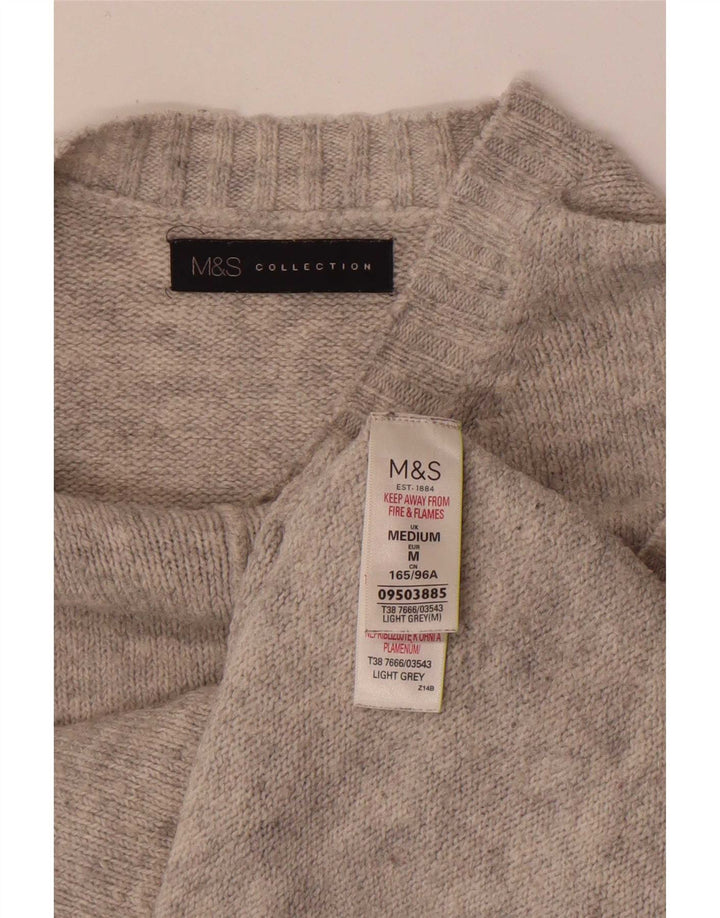 Marks & Spencer Damski sweter z okrągłym dekoltem, UK 14, średni szary akryl