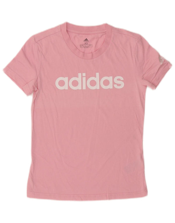Adidas Womens Graphic T-Shirt Top UK 4/6 XS Pink Cotton