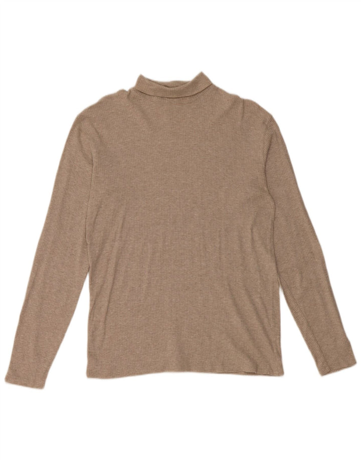 J. CREW Damski sweter z golfem UK 14, średni beż, bawełna