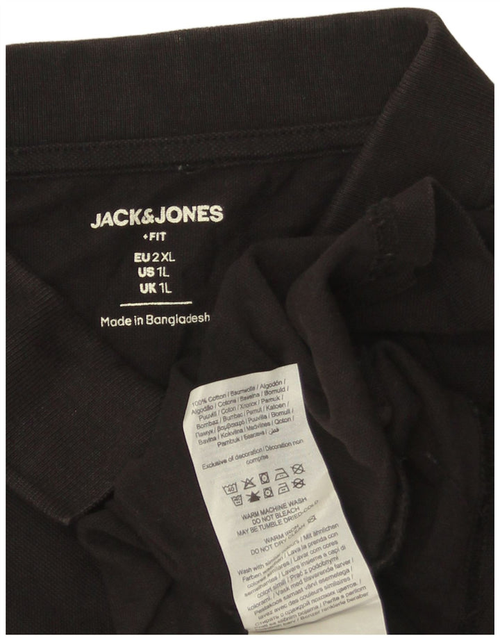 Męska koszulka polo JACK & JONES XL, czarna, bawełniana