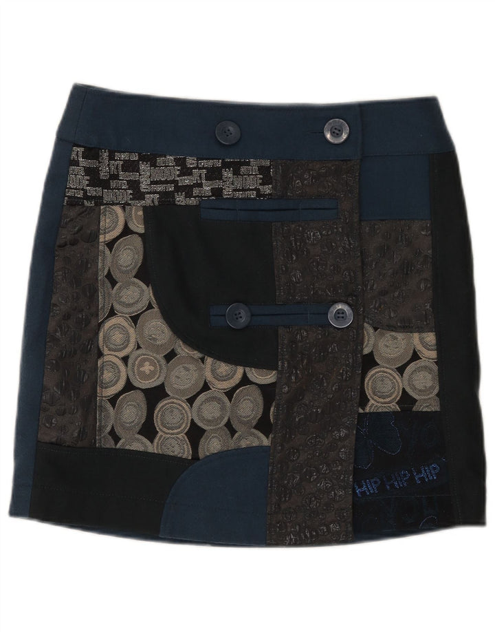 Desigual damska spódnica w kształcie litery A EU 38 Medium W32 Granatowa geometryczna