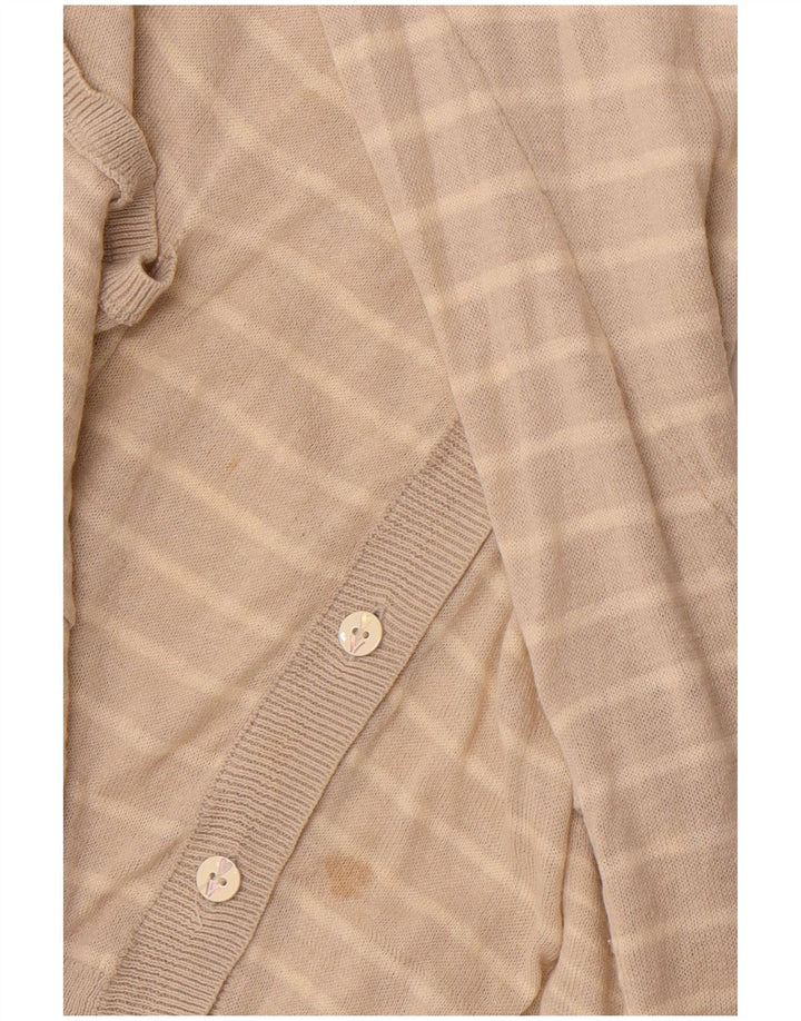 WHITE STUFF Damski sweter kardigan UK 14, duży, lniany w beżowe paski