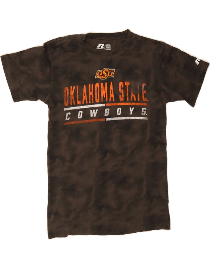 RUSSELL ATHLETIC Mens Graphic T-Shirt Top Small Brown Vintage Russell Athletic and Second-Hand Russell Athletic from Messina Hembry 