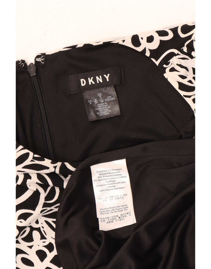 Damska sukienka bez rękawów Dkny w abstrakcyjny wzór US 6, średnia czarna
