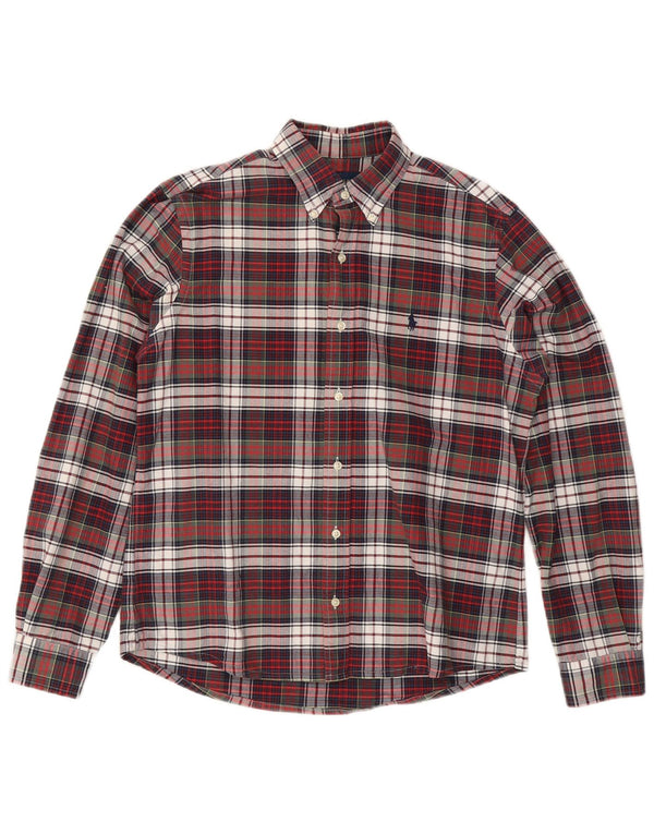 RALPH LAUREN Męska koszula flanelowa, bawełniana w średnią wielobarwną kratkę
