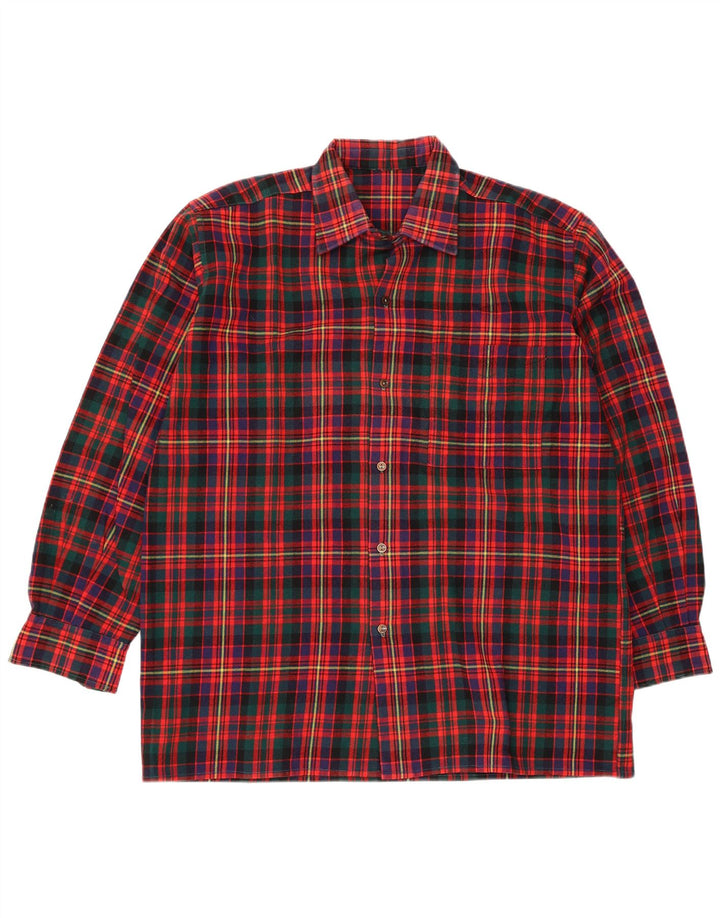 Vintage męska koszula flanelowa w średnią czerwoną kratkę