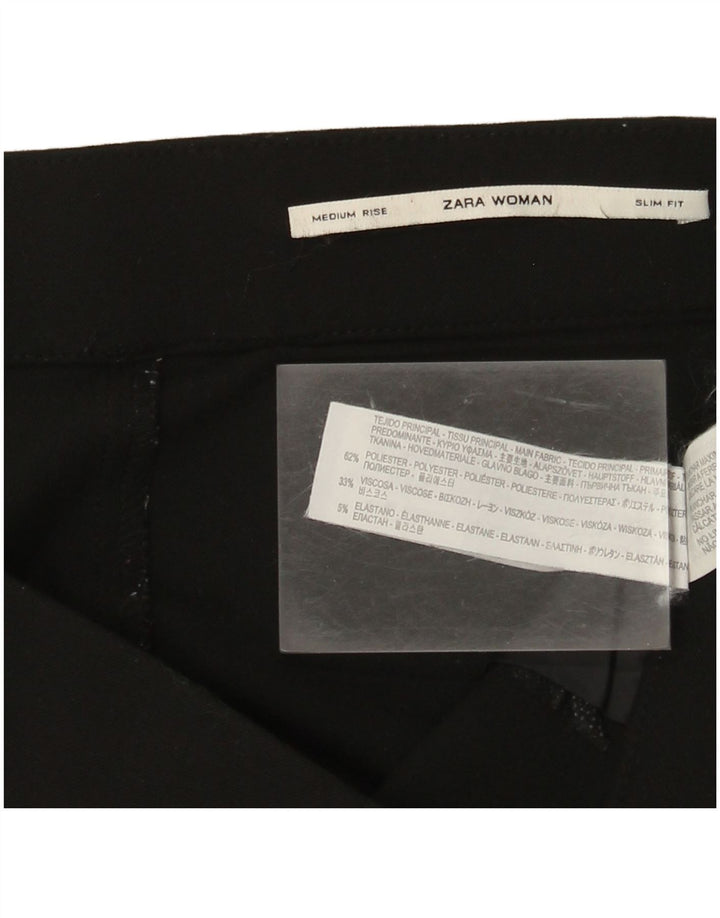 Zara Damskie spodnie typu casual ze średnim stanem, średnie W28 L28, czarne, poliestrowe