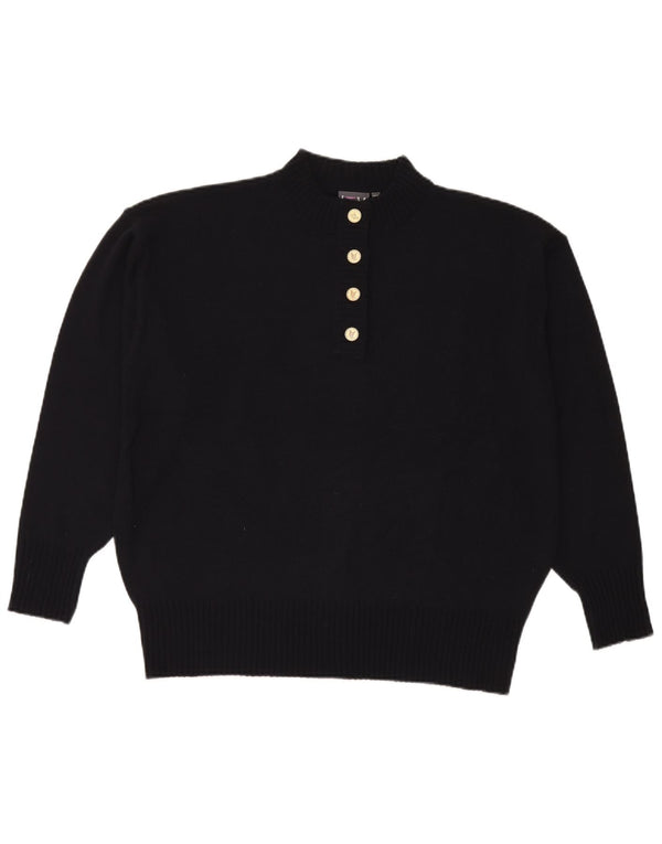 Vintage damski sweter zapinany na guziki UK 20 2XL granatowy akryl