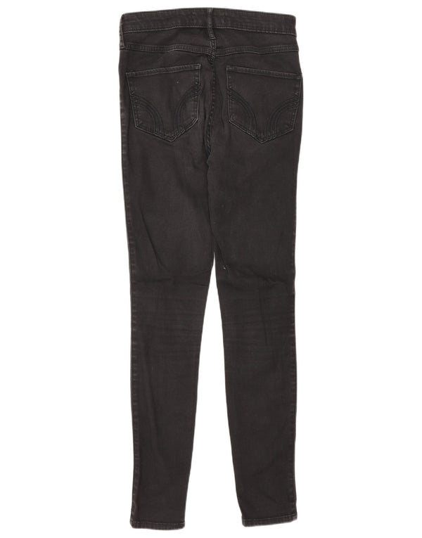 Damskie dżinsy rurki Hollister US 3 XS W26 L29, czarne, bawełniane