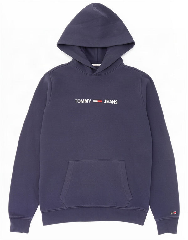Damski sweter z kapturem i grafiką Tommy Hilfiger, średni granatowy, bawełniany