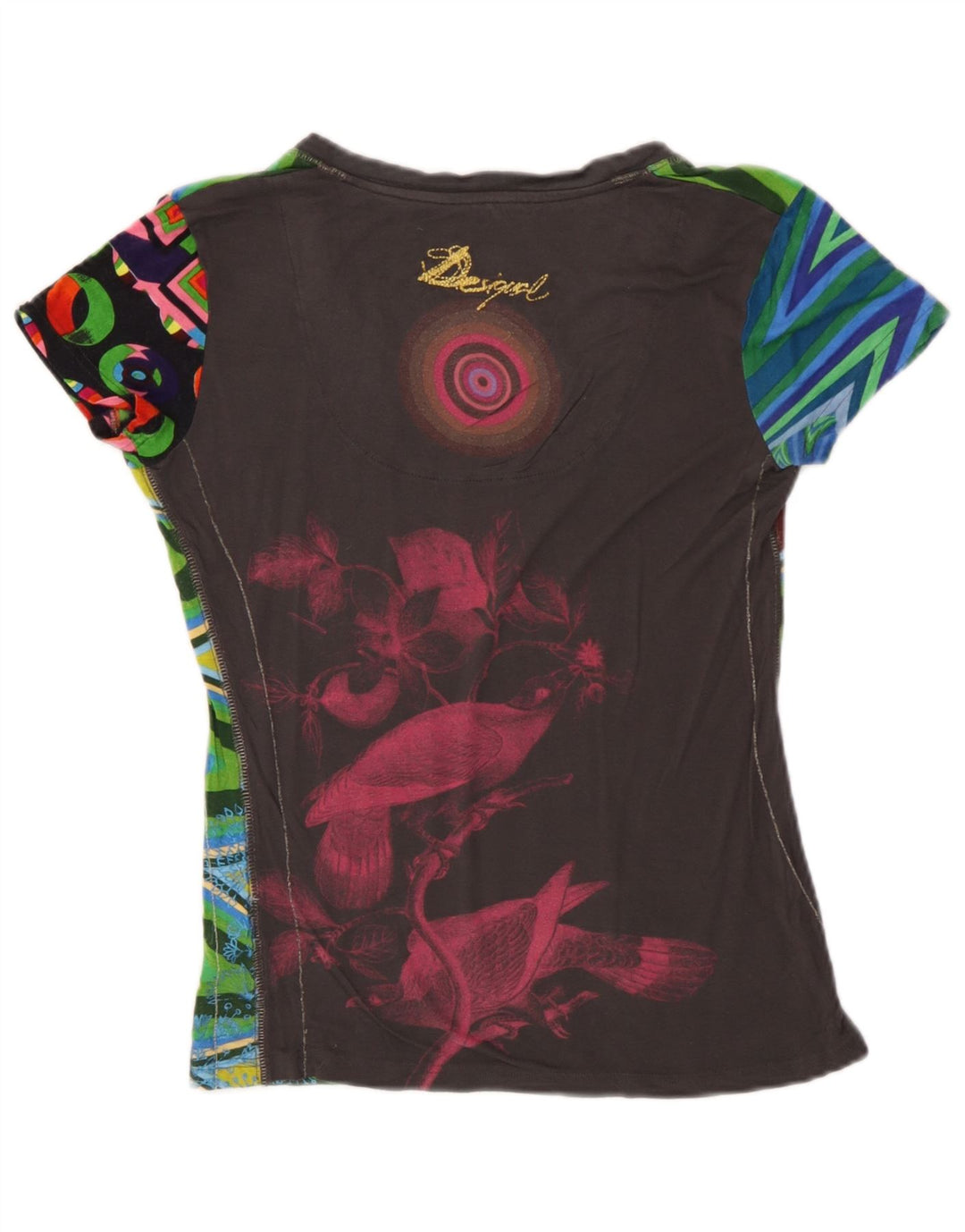 Damska koszulka z grafiką Desigual Top UK 12 Medium wielokolorowy motyl