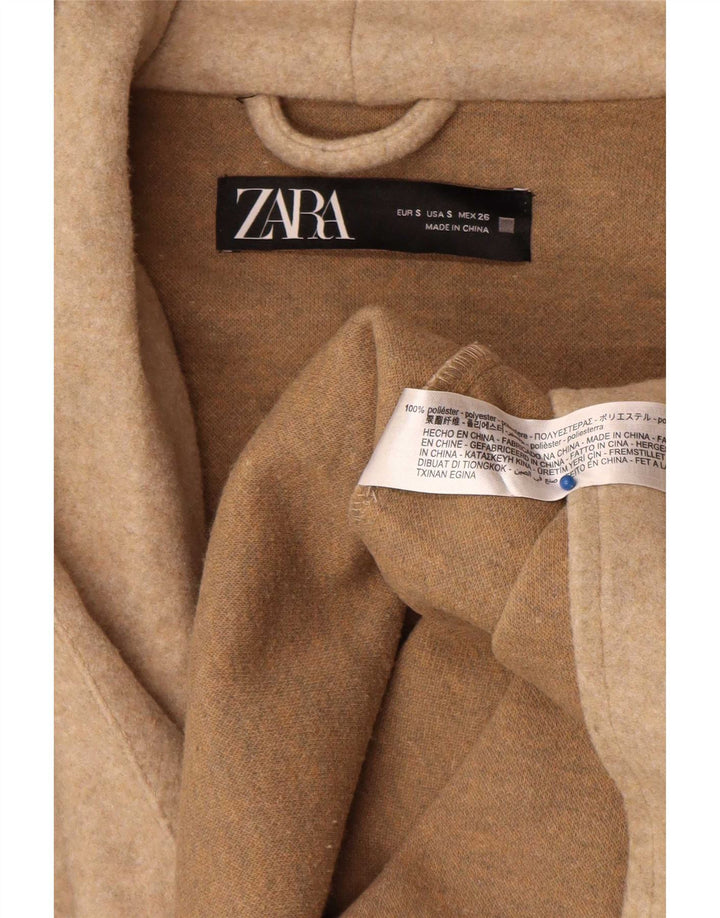 Damski płaszcz oversize z kapturem i kapturem Zara UK 10, mały, beżowy, poliester