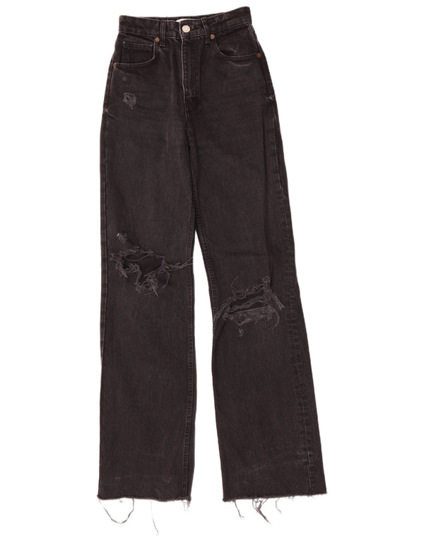 Damskie jeansy z szerokimi nogawkami Zara w trudnej sytuacji EU 34 2XS W24 L35 czarne