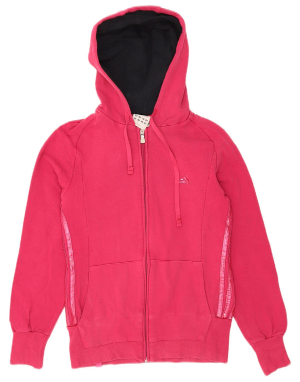 Damski sweter z kapturem i zamkiem błyskawicznym Adidas UK 12 Średni różowy bawełniany