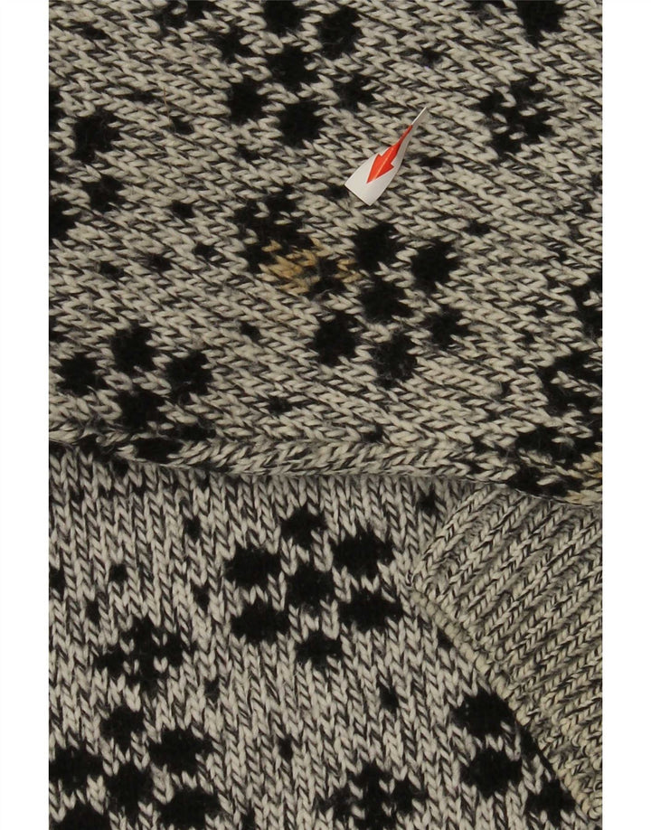 Męski sweter z okrągłym dekoltem Cotton Republic, średnioszary, Fair Isle