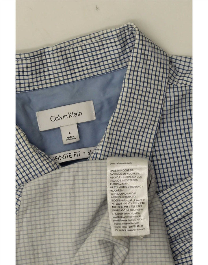 Koszula męska Calvin Klein Slim Fit, duża, niebieska, bawełniana w kratę