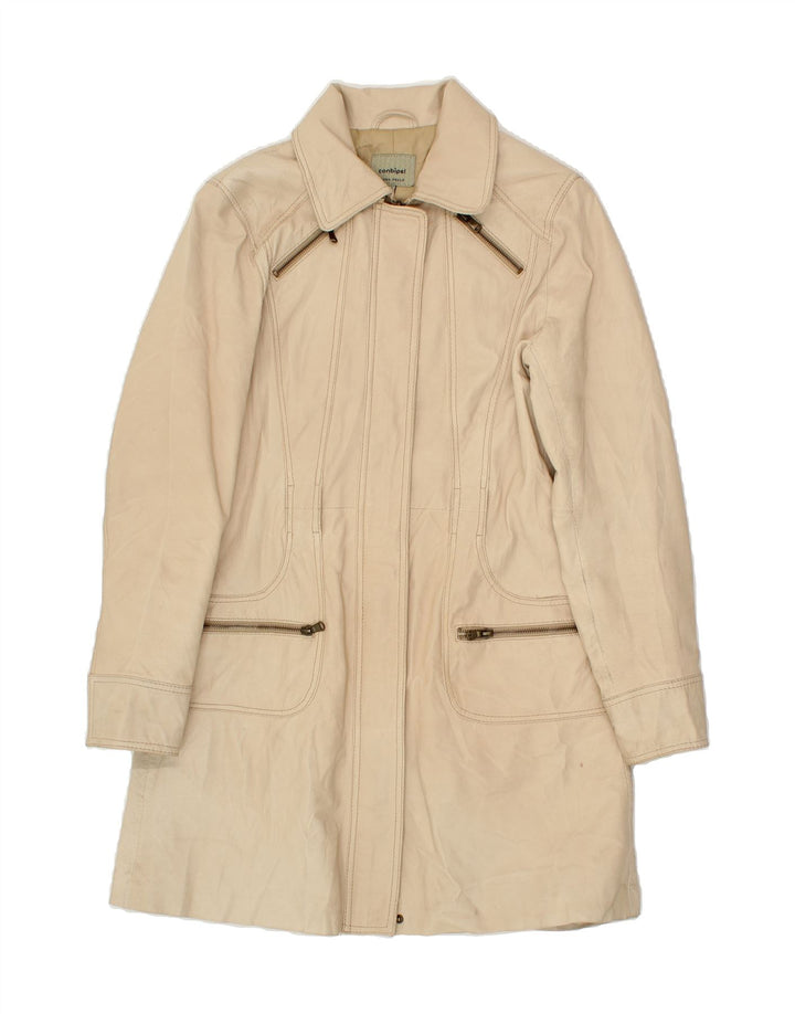CONBIPEL Womens Leather Coat IT 44 Medium Beige Leather Vintage Conbipel and Second-Hand Conbipel from Messina Hembry 