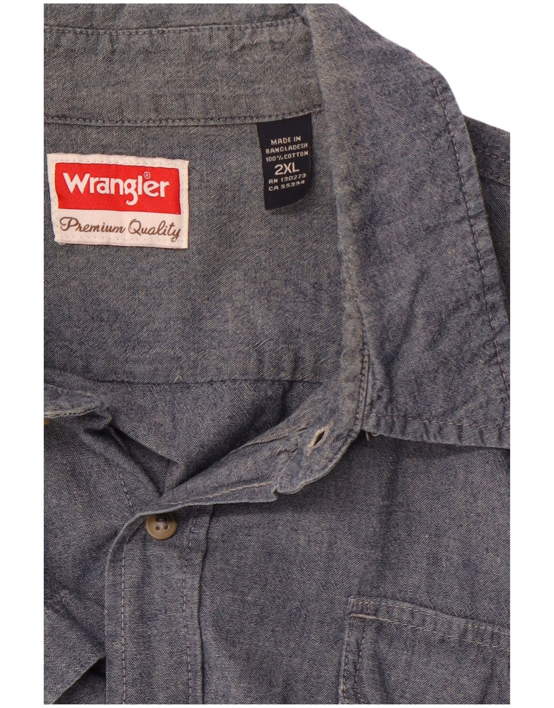 Koszula męska z krótkim rękawem WRANGLER 2XL, niebieska, bawełniana
