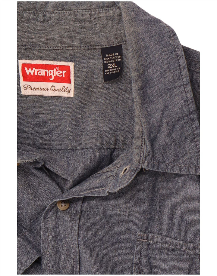 Koszula męska z krótkim rękawem WRANGLER 2XL, niebieska, bawełniana