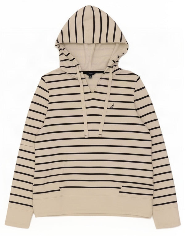 Damski sweter oversize z kapturem Nautica UK 6 XS, bawełna w białe paski