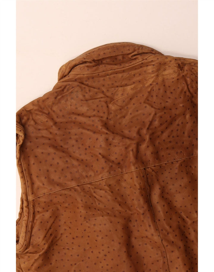 Męska kamizelka skórzana VINTAGE IT 56 3XL brązowa w cętki