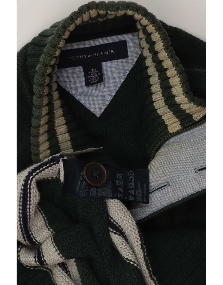 Męski sweter zapinany na guziki Tommy Hilfiger, duży, zielony, z blokami kolorów