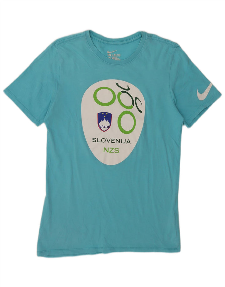 Męski T-shirt Nike Athletic Cut Graphic Top, średnia niebieska bawełna