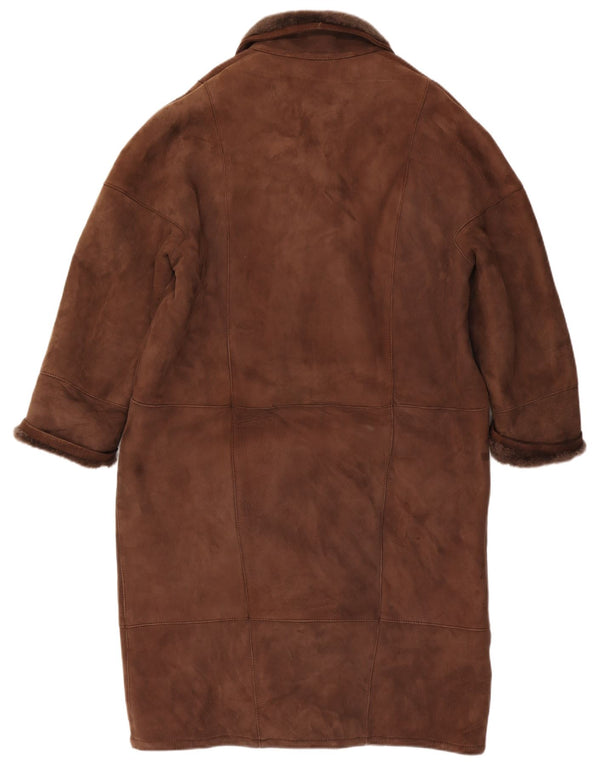 Płaszcz damski Persona z podwójnymi piersiami, UK 20 2XL, brązowa skóra