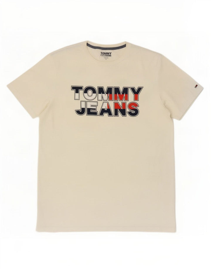 Męski T-shirt Tommy Hilfiger z grafiką, średni biały