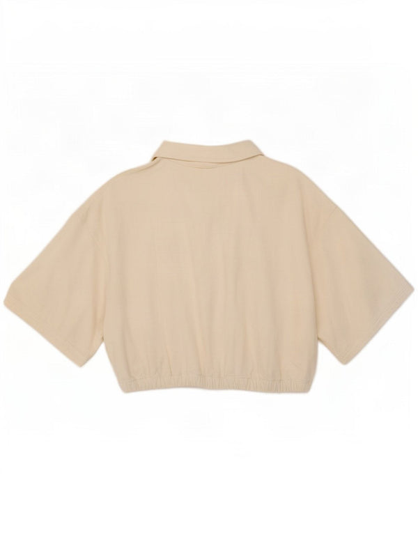 Damska krótka koszulka polo Zara UK 16 XL, biała bawełna