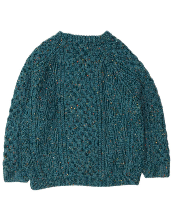 Sweter damski w stylu vintage z dekoltem w łódkę UK 10, mały, zielony nakrapiany