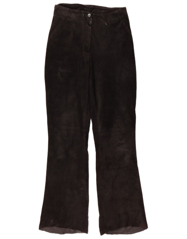 Zamszowe spodnie damskie VINTAGE W28 L31 Czarna skóra