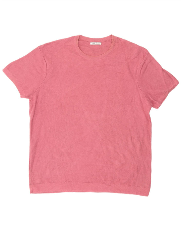 Męska koszulka T-shirt Zara XL, różowa
