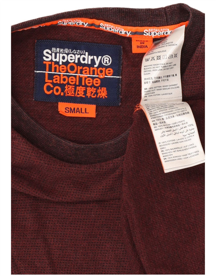 Męski top Superdry z długim rękawem, mały, bordowy, bawełniany