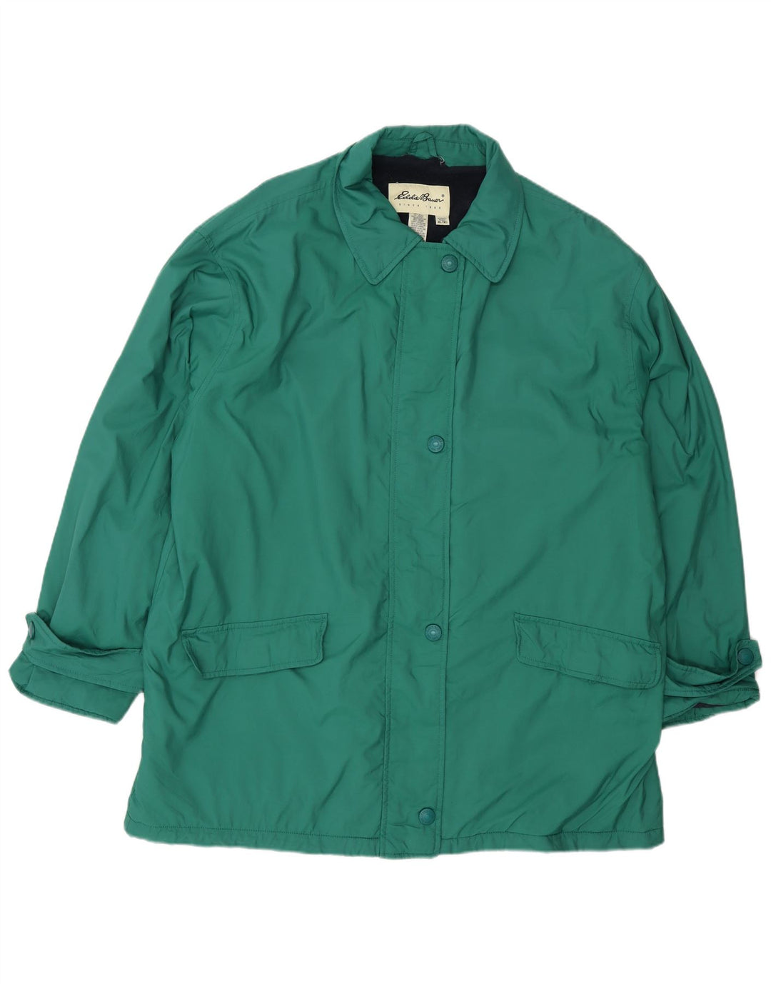 Damska kurtka wiatrówka oversize Eddie Bauer UK 18 XL, zielony nylon