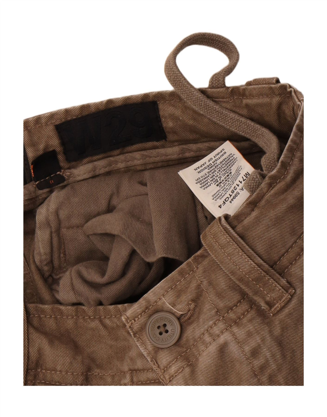 Męskie spodenki cargo Superdry W29 Małe, brązowe, bawełniane