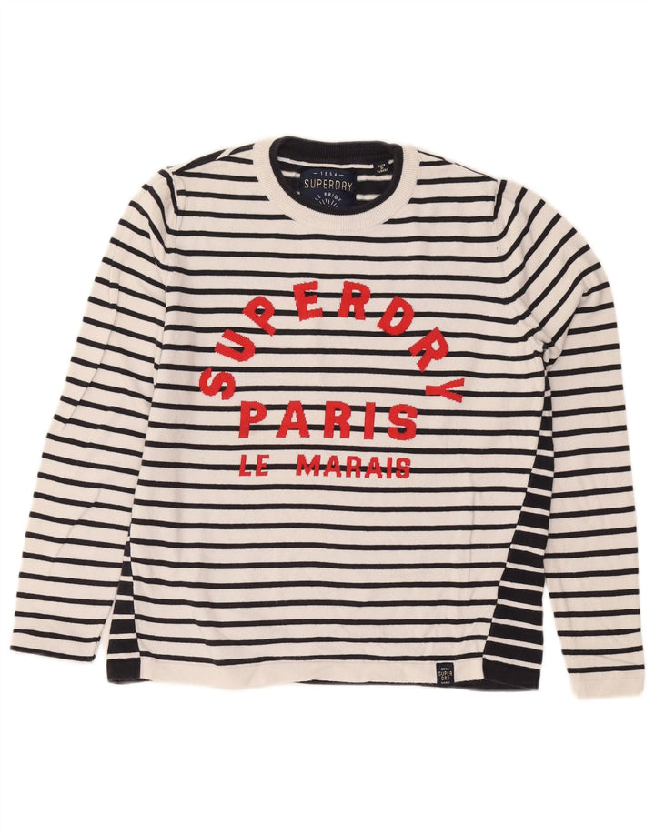 Damski sweter oversize Superdry z okrągłym dekoltem, UK 10, mały, biały