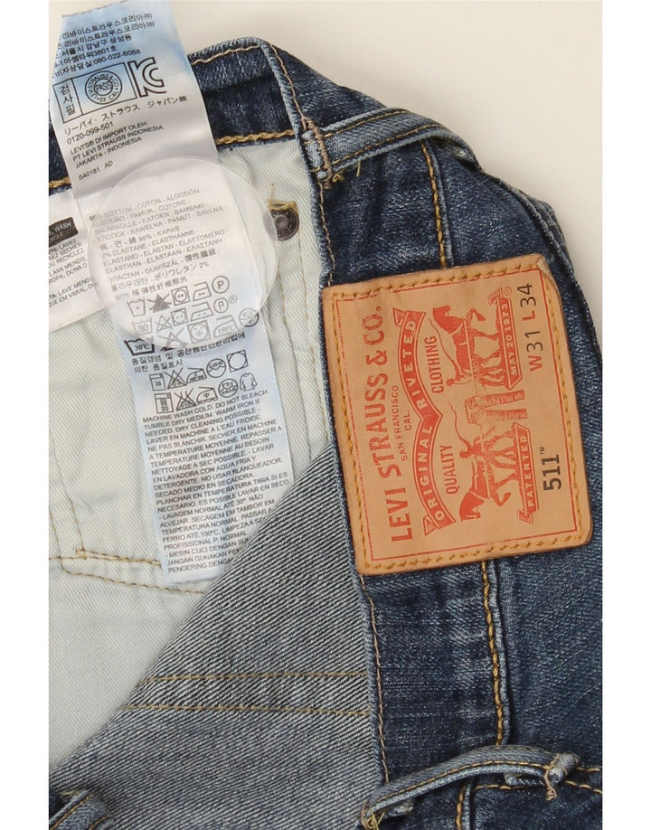 LEVI'S Womens 511 Slim Jeans W31 L34 Navy Blue Cotton