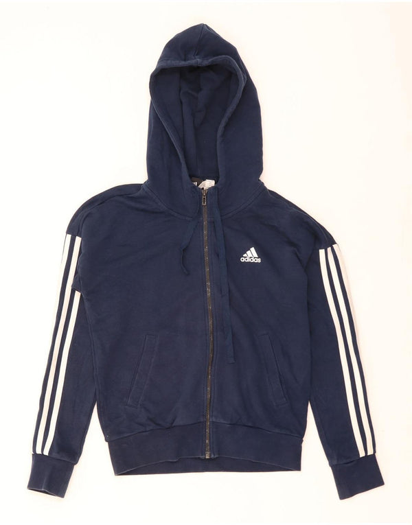 Damska bluza z kapturem Adidas Oversized Zip UK 4/6 XS Granatowa bawełna