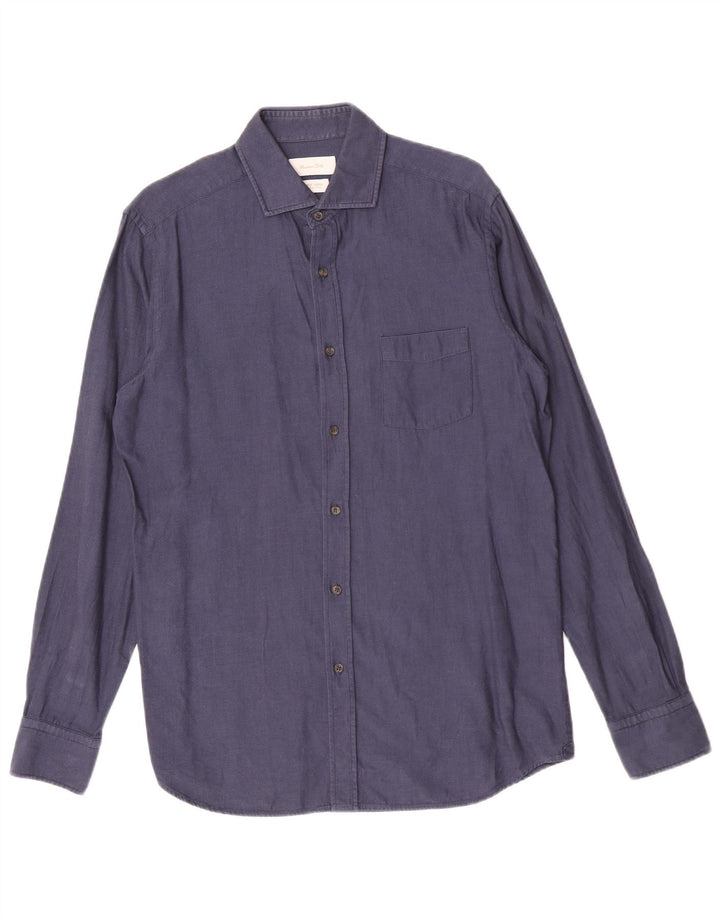 Koszula męska Massimo Dutti, średnia, granatowa, bawełniana