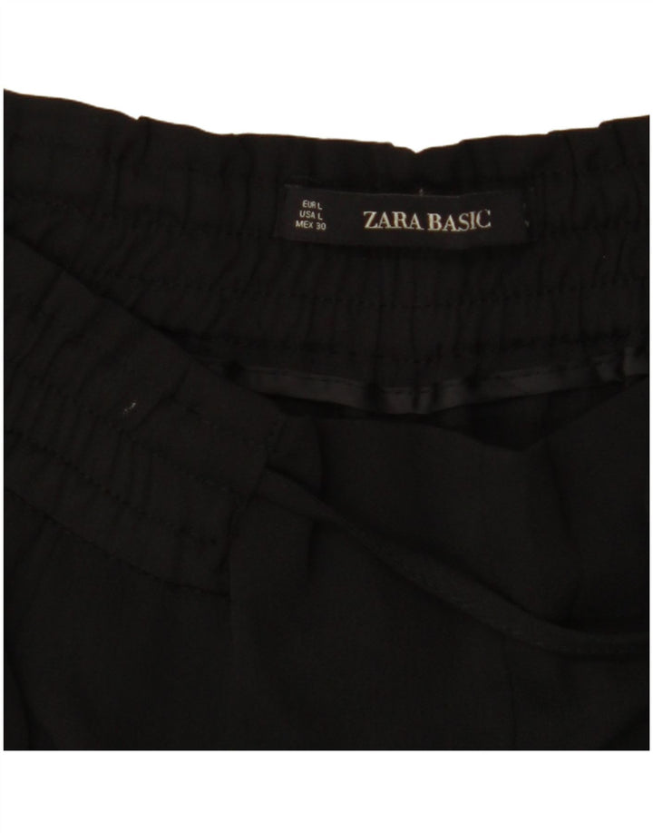 Damskie, zwężane spodnie ZARA z wysokim stanem UK 16 Large W34 L27 Black