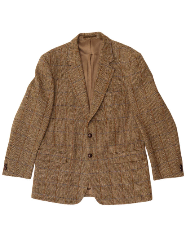 Męska marynarka Harris Tweed Longline UK 42 XL Khaki w jodełkę