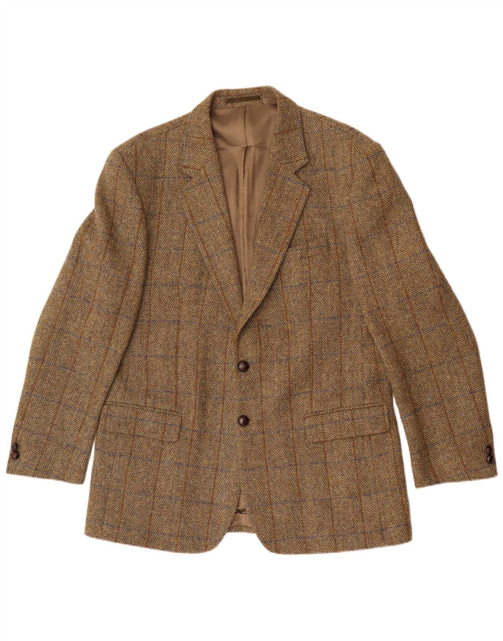 Męska marynarka Harris Tweed Longline UK 42 XL Khaki w jodełkę