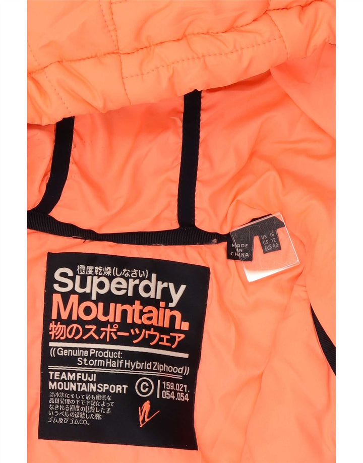 Damski sweter z kapturem i zamkiem Superdry UK 16, duży, pomarańczowy, nakrapiany poliester