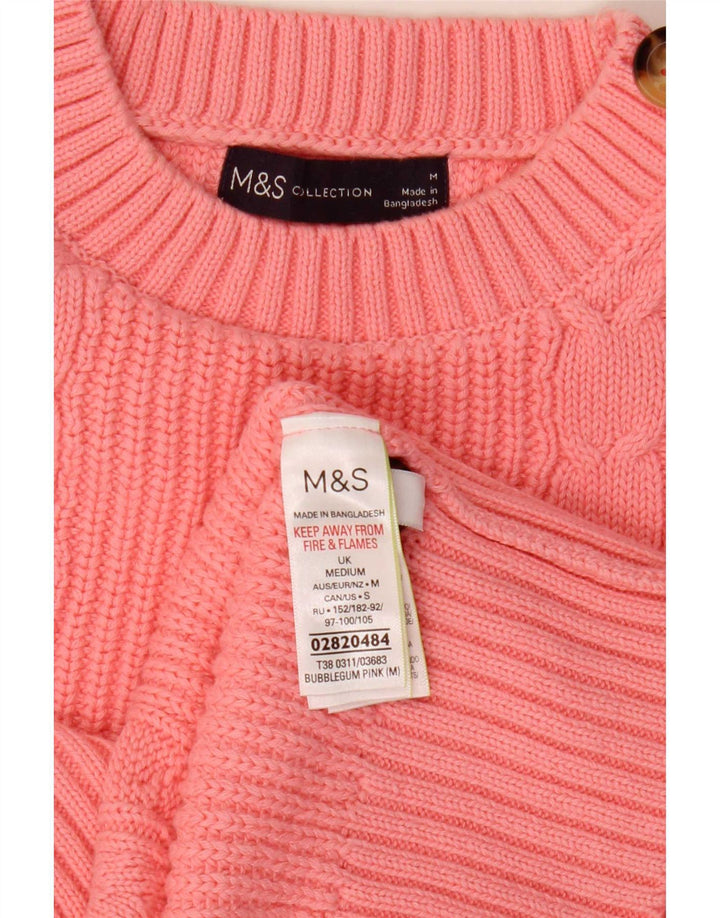 Marks & Spencer Damski sweter z okrągłym dekoltem, UK 14, średni róż
