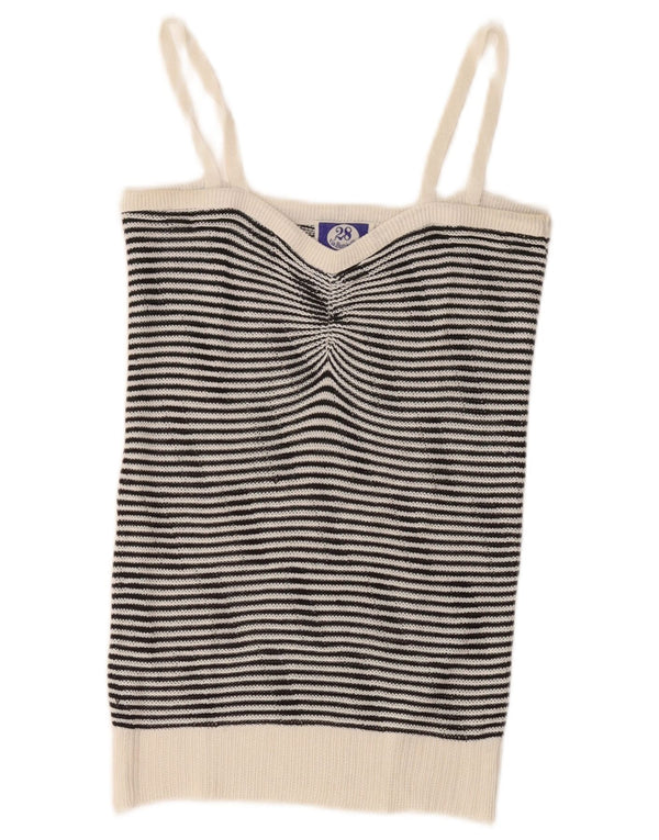Vintage damski top z dzianiny Crop Top UK 8 w małe białe paski
